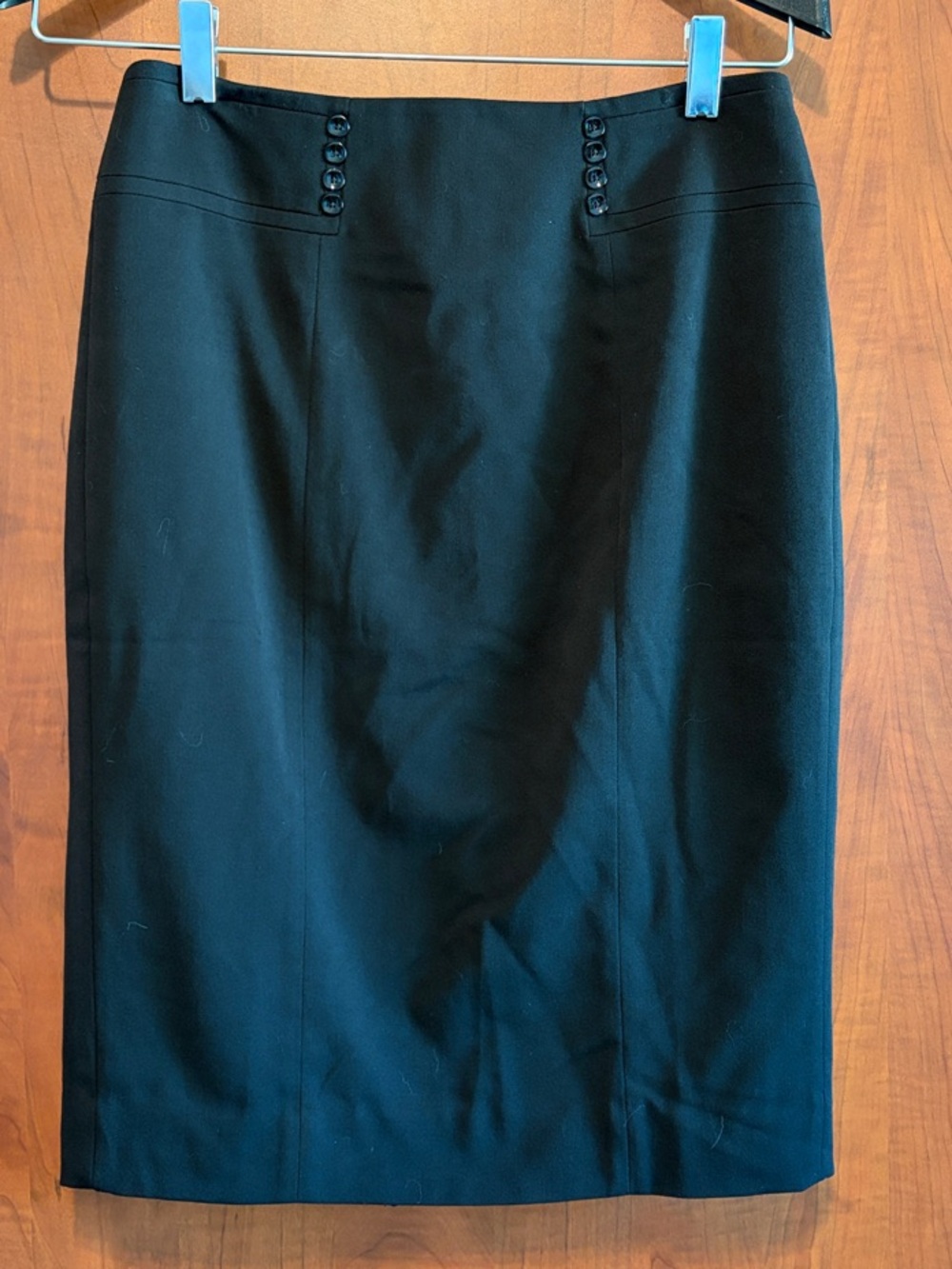 White House Black Market Black Pencil Skirt with Waist Button Detail